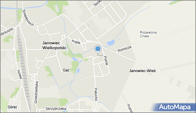 Janowiec Wielkopolski, Podmiejska, mapa Janowiec Wielkopolski