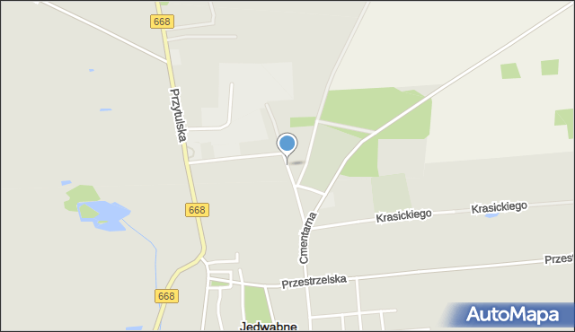 Jedwabne, Polna, mapa Jedwabne