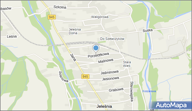 Jeleśnia, Porzeczkowa, mapa Jeleśnia