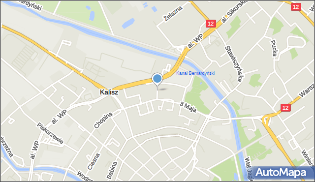 Kalisz, Podwale, mapa Kalisza