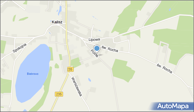 Kalisz gmina Dziemiany, Polna, mapa Kalisz gmina Dziemiany