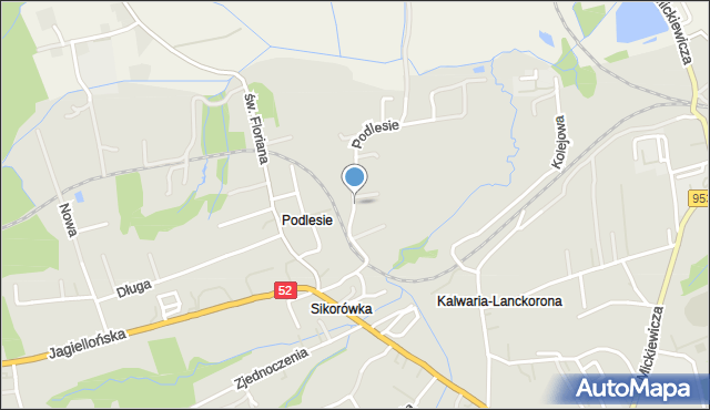 Kalwaria Zebrzydowska, Podlesie, mapa Kalwaria Zebrzydowska