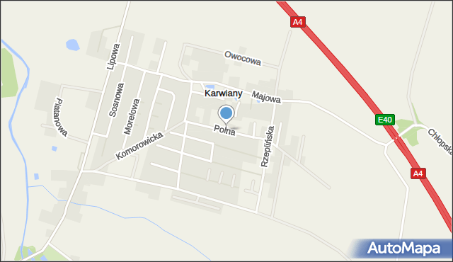 Karwiany, Polna, mapa Karwiany