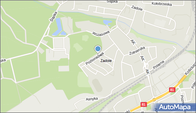Katowice, Poziomkowa, mapa Katowic