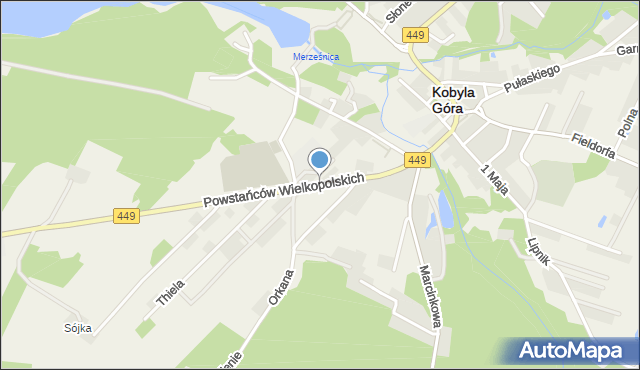 Kobyla Góra powiat ostrzeszowski, Powstańców Wielkopolskich, mapa Kobyla Góra powiat ostrzeszowski