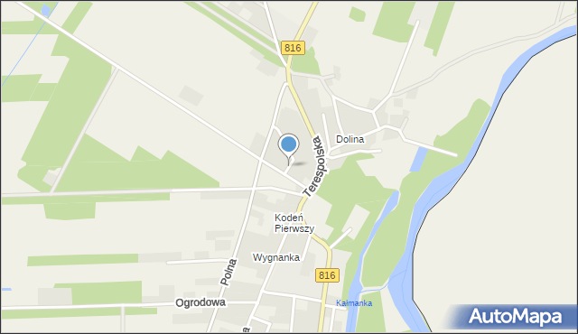 Kodeń, Powstania Styczniowego, mapa Kodeń