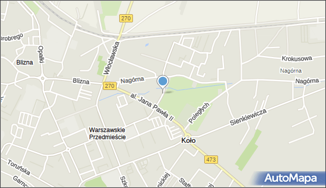 Koło, Powstania Warszawskiego, mapa Koło