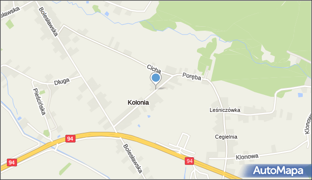 Kolonia gmina Bolesław, Poręba, mapa Kolonia gmina Bolesław