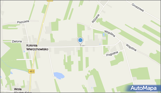 Kolonia Wierzchowisko gmina Mykanów, Pogodna, mapa Kolonia Wierzchowisko gmina Mykanów