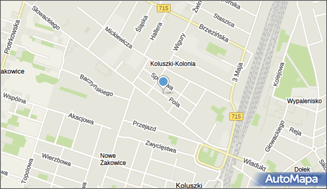 Koluszki, Pola Wincentego, mapa Koluszki
