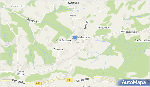 Koniaków, Pod Żurówkę, mapa Koniaków