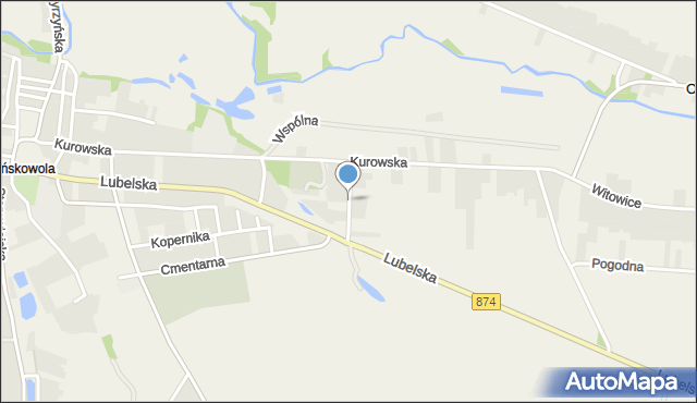 Końskowola, Polna, mapa Końskowola