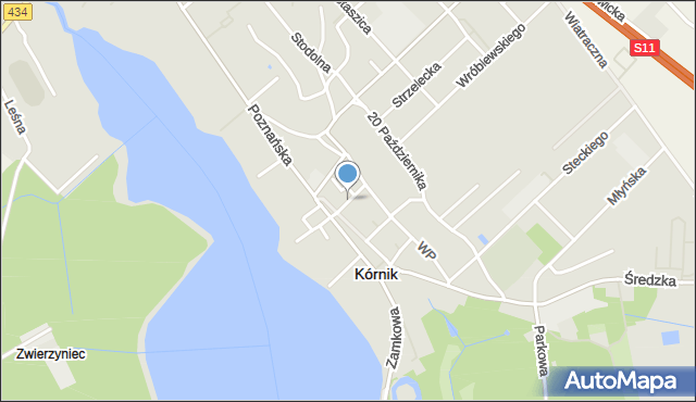 Kórnik, Pocztowa, mapa Kórnik