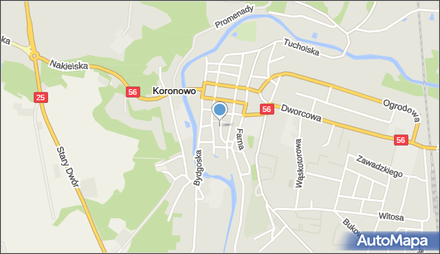 Koronowo powiat bydgoski, Podwórzowa, mapa Koronowo powiat bydgoski