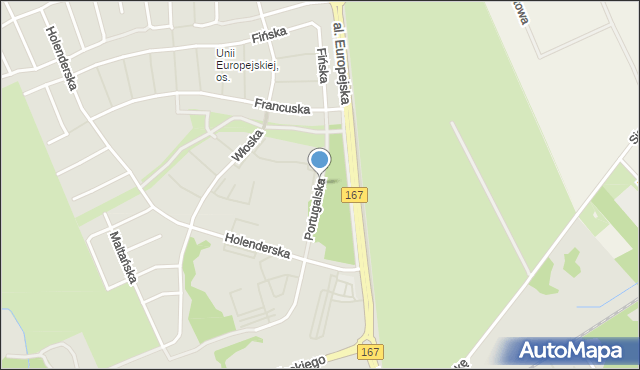 Koszalin, Portugalska, mapa Koszalina