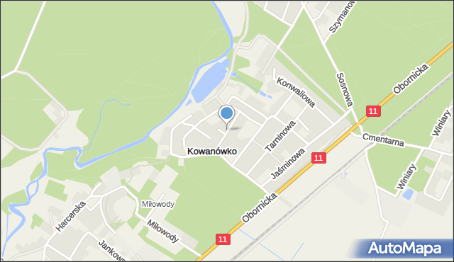 Kowanówko, Poziomkowa, mapa Kowanówko