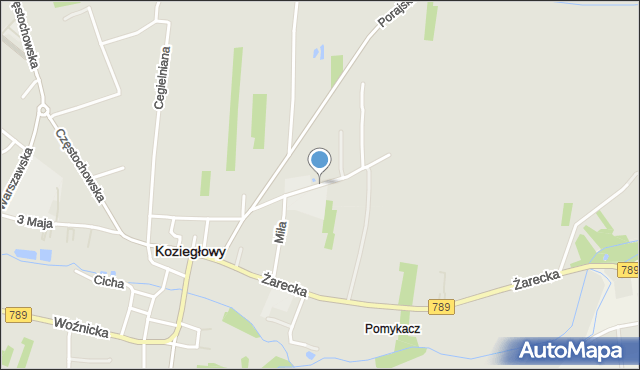 Koziegłowy powiat myszkowski, Polna, mapa Koziegłowy powiat myszkowski