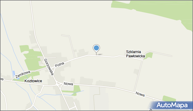 Kozłowice, Polna, mapa Kozłowice