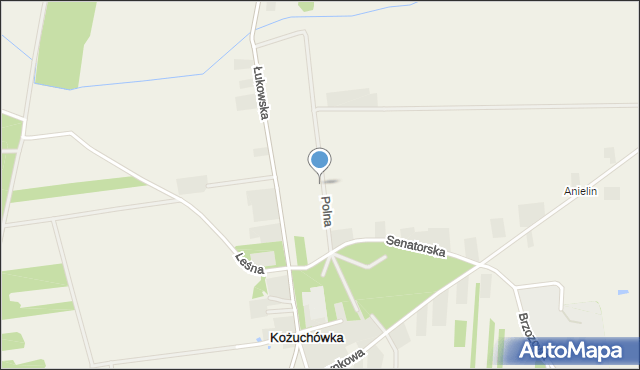Kożuchówka, Polna, mapa Kożuchówka