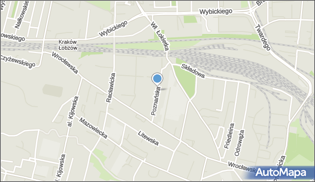 Kraków, Poznańska, mapa Krakowa