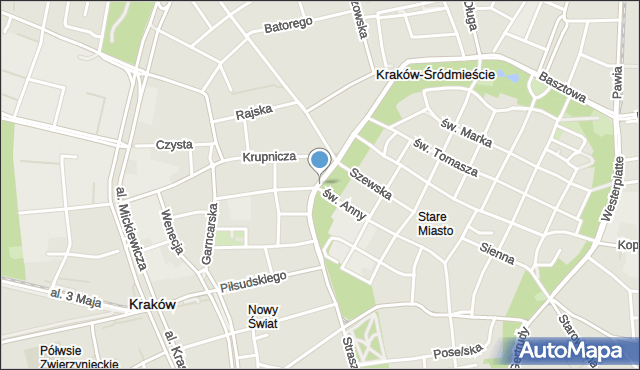 Kraków, Podwale, mapa Krakowa