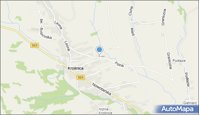 Krośnica gmina Krościenko nad Dunajcem, Polna, mapa Krośnica gmina Krościenko nad Dunajcem