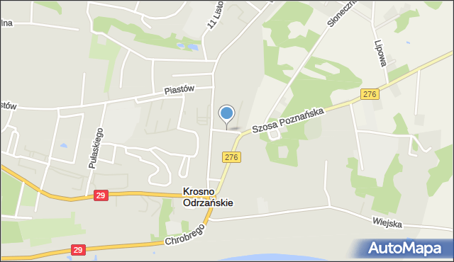 Krosno Odrzańskie, Poprzeczna, mapa Krosno Odrzańskie