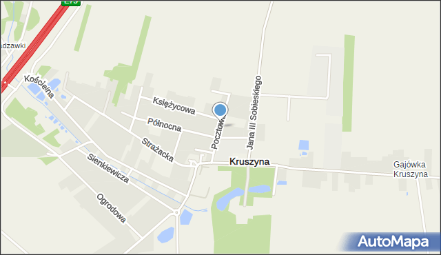 Kruszyna powiat częstochowski, Pocztowa, mapa Kruszyna powiat częstochowski