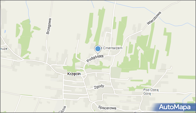 Krzęcin gmina Skawina, Podgórska, mapa Krzęcin gmina Skawina