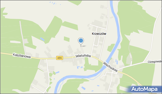 Krzeczów gmina Wierzchlas, Polna, mapa Krzeczów gmina Wierzchlas