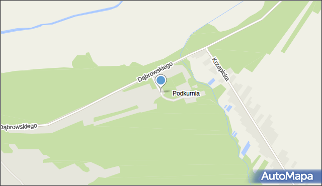 Krzepice powiat kłobucki, Podkurnia, mapa Krzepice powiat kłobucki