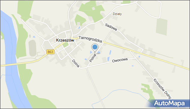 Krzeszów powiat niżański, Polna, mapa Krzeszów powiat niżański