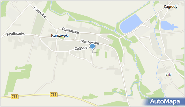 Kurozwęki, Polna, mapa Kurozwęki