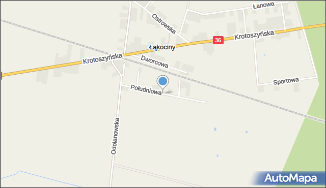 Łąkociny, Południowa, mapa Łąkociny