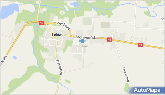 Lelów, Polna, mapa Lelów