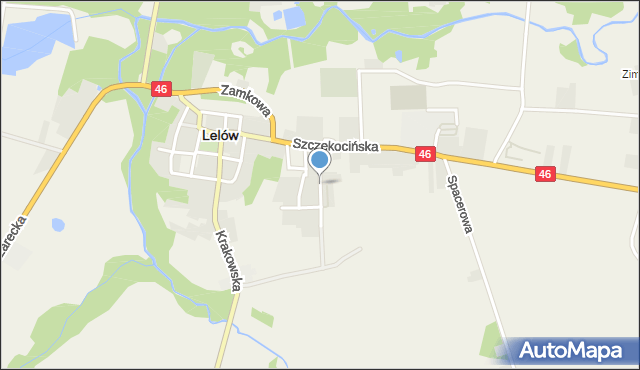 Lelów, Polna, mapa Lelów