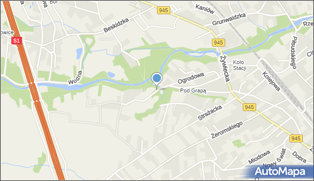 Łodygowice powiat żywiecki, Pod Grapą, mapa Łodygowice powiat żywiecki
