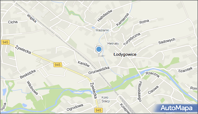 Łodygowice powiat żywiecki, Pod Torem, mapa Łodygowice powiat żywiecki