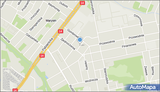 Łódź, Pokojowa, mapa Łodzi