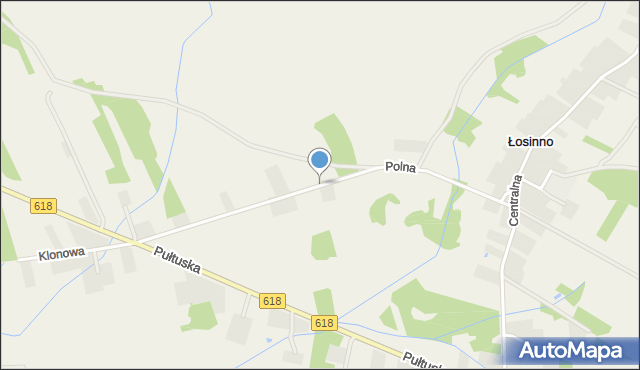 Łosinno, Polna, mapa Łosinno