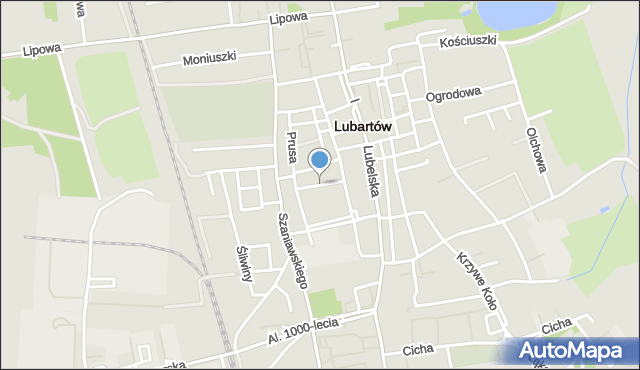 Lubartów, Pocztowa, mapa Lubartów