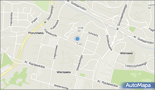 Lublin, Popiełuszki Jerzego, bł. ks., mapa Lublina