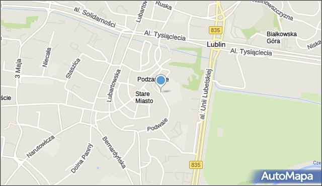 Lublin, Podwale, mapa Lublina