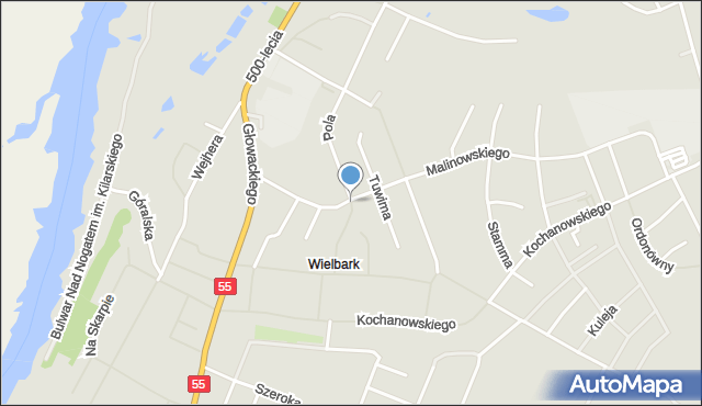 Malbork, Pola Wincentego, mapa Malborka