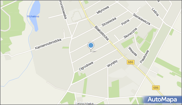 Michałowo powiat białostocki, Podgórna, mapa Michałowo powiat białostocki
