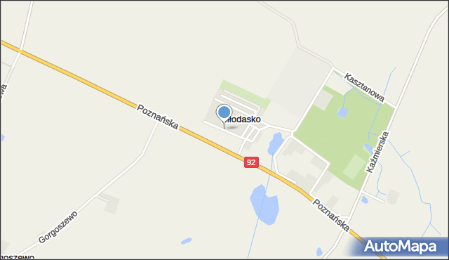 Młodasko, Polna, mapa Młodasko