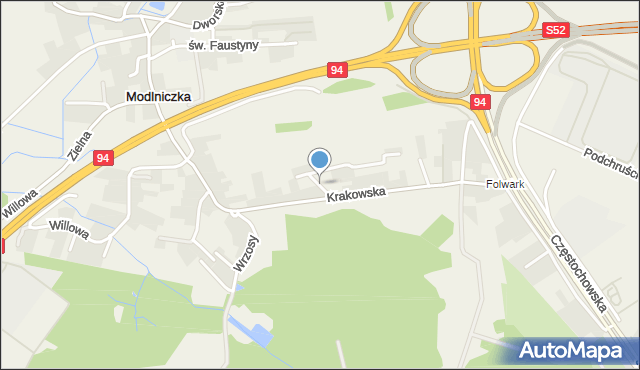 Modlniczka, Podgórska, mapa Modlniczka