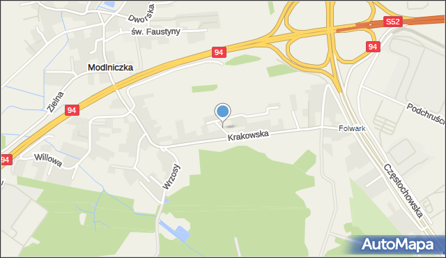 Modlniczka, Podgórska, mapa Modlniczka