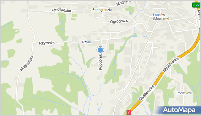 Mogilany, Podgórska, mapa Mogilany