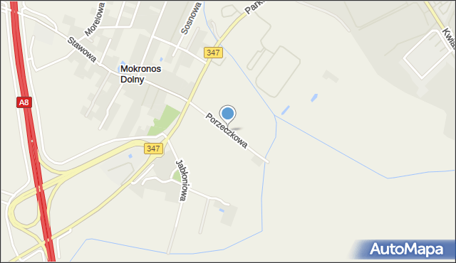 Mokronos Dolny, Porzeczkowa, mapa Mokronos Dolny